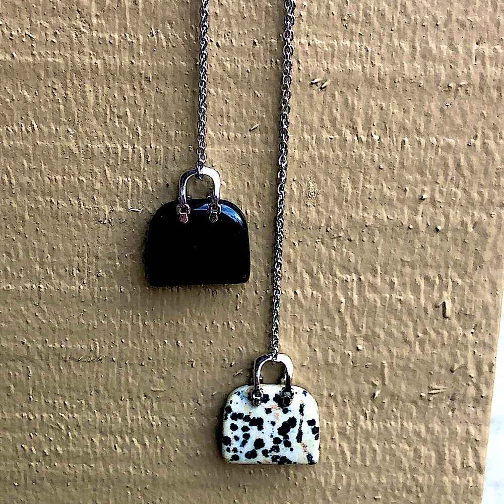 Natural Stone Purse necklace set- Fashion purses necklaces-18 inch set New!